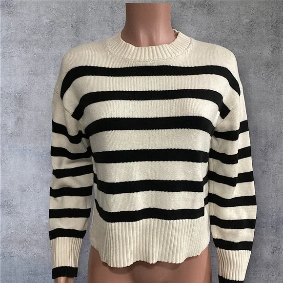 Everlane Organic Cotton Striped Sweater Relaxed Fit Size XS - Picture 1 of 6